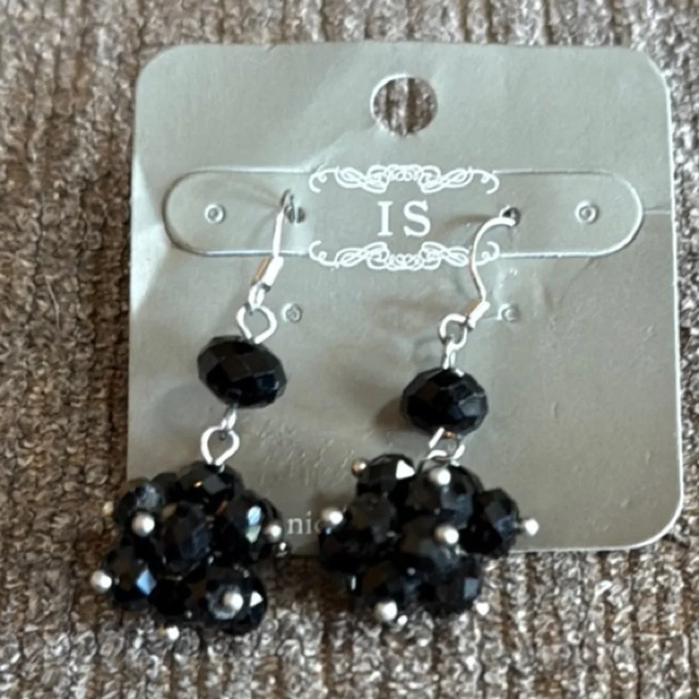 Black Beaded Dangle Earrings, Nickel & Lead free, 1.5” Dangle, Sparkly, NWT